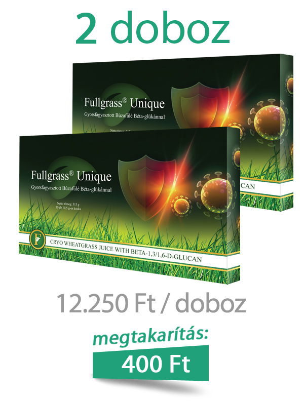2 doboz Fullgrass UNIQUE gyorsfagyasztott búzafűlé béta-glükánnal