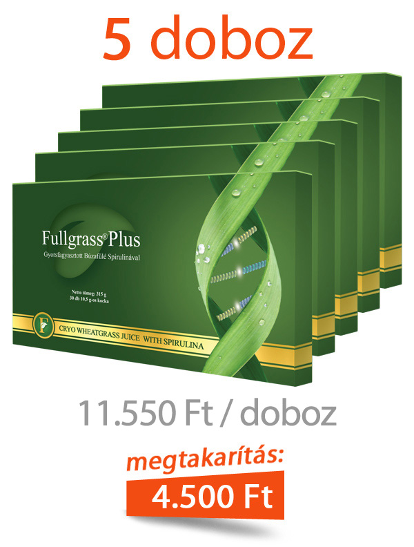 5 doboz Fullgrass Plus mélyfagyasztott búzafűlé